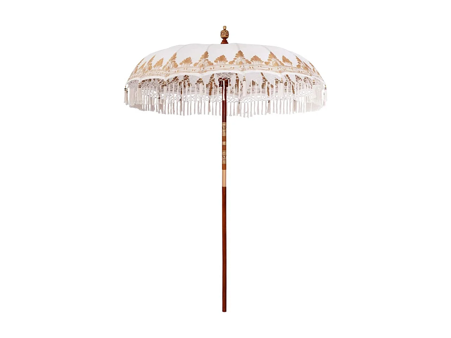 Parasol de jardin-Parasol balinais Crème (180-190) x 260 cm Coton et bois massif