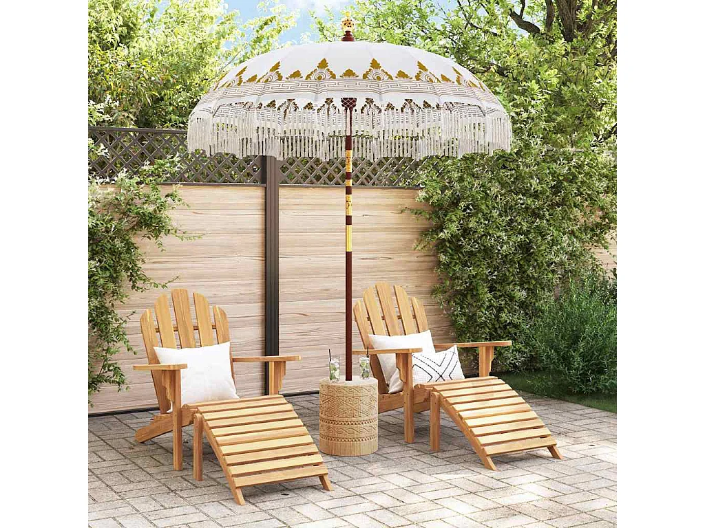 Parasol de jardin-Parasol balinais Crème (180-190) x 260 cm Coton et bois massif