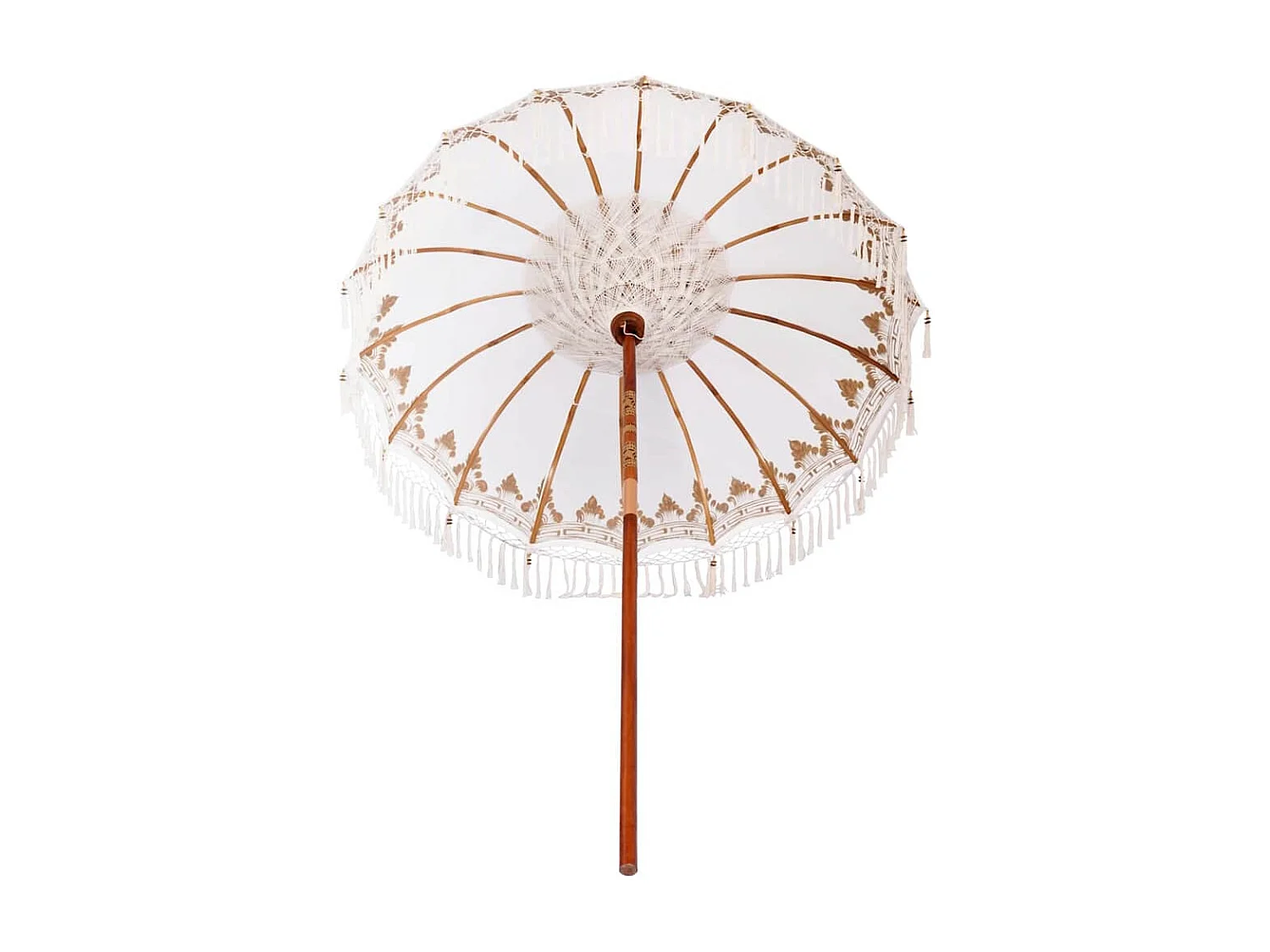 Parasol de jardin-Parasol balinais Crème (180-190) x 260 cm Coton et bois massif