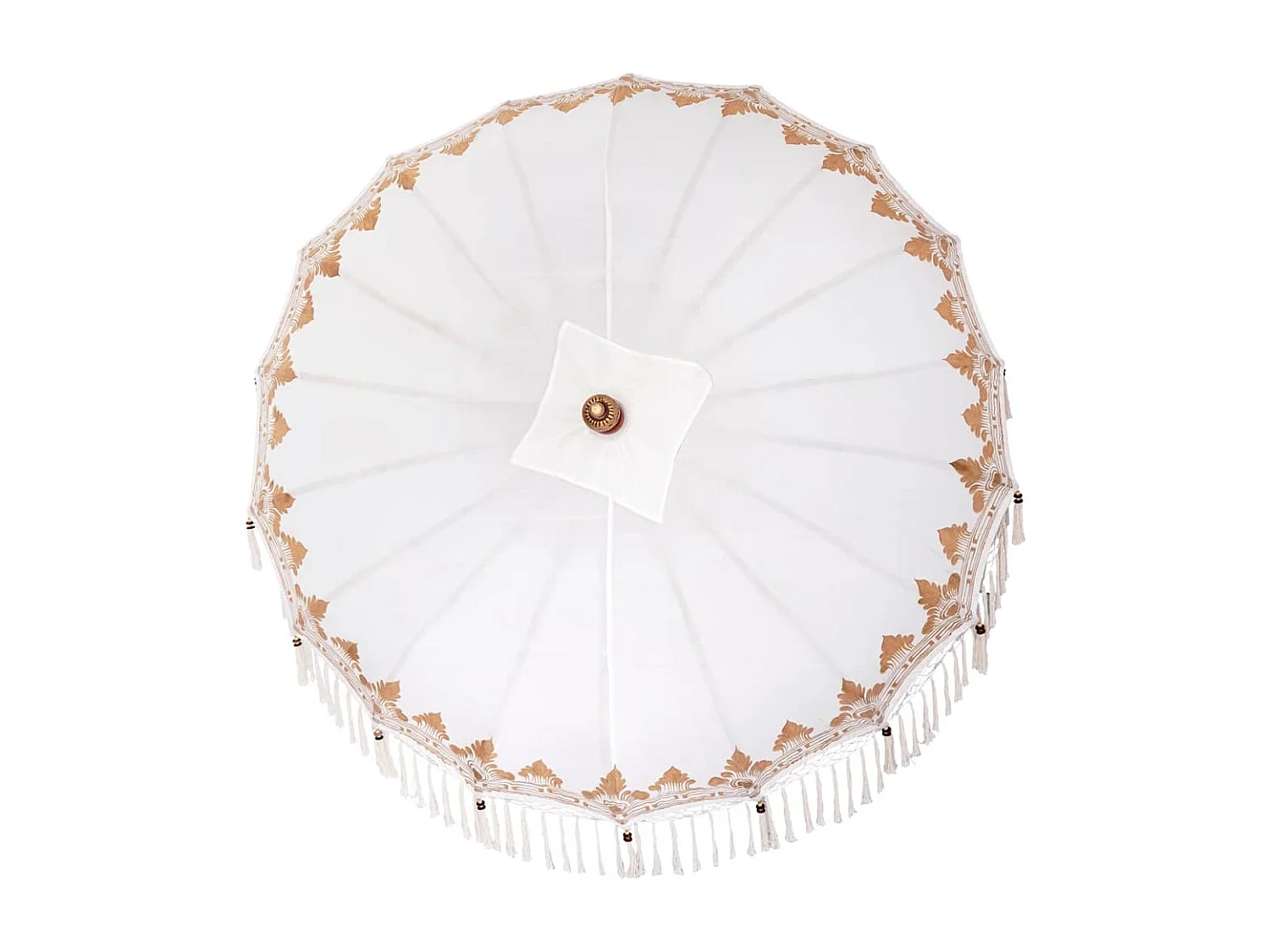 Parasol de jardin-Parasol balinais Crème (180-190) x 260 cm Coton et bois massif