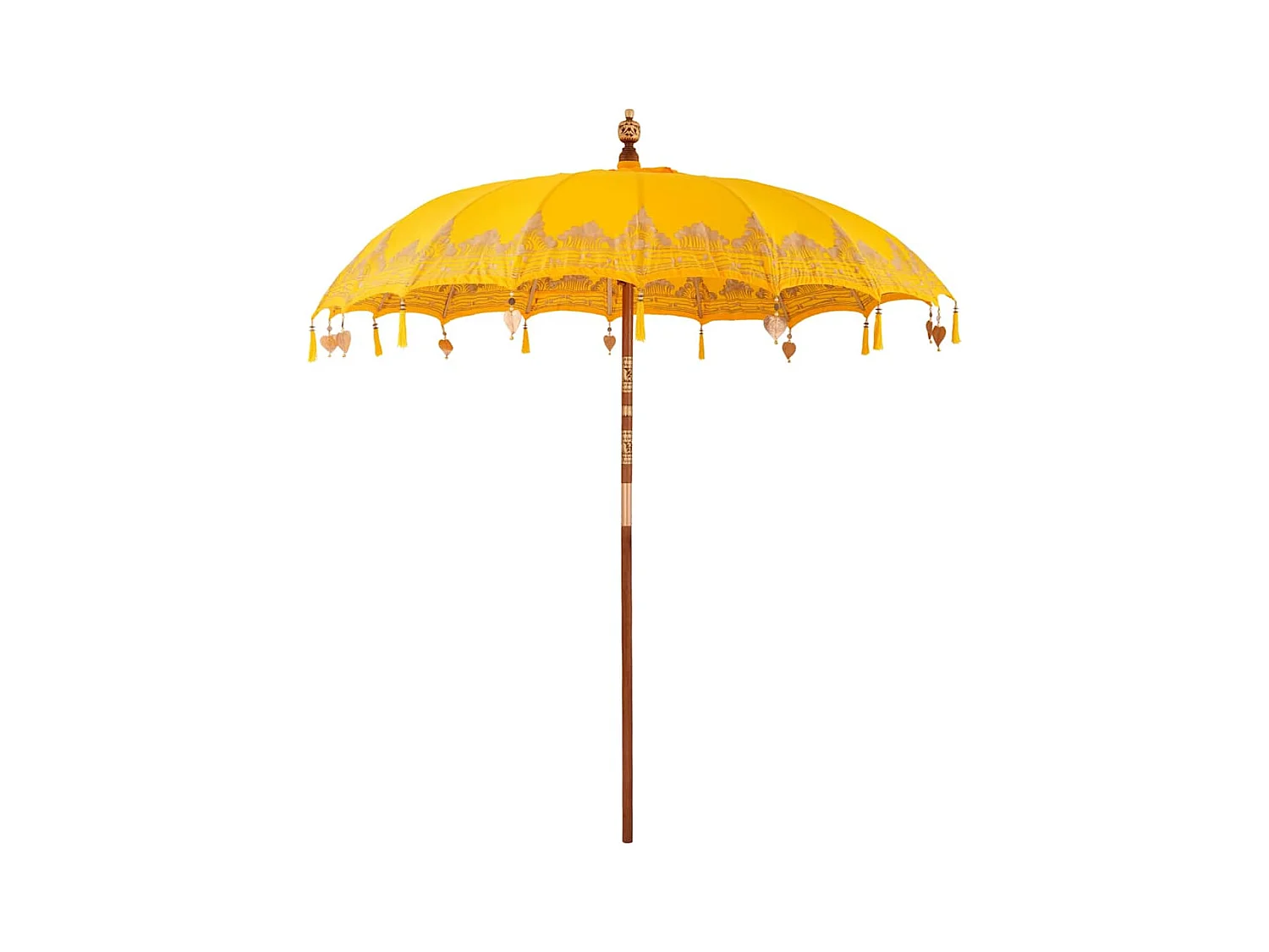 Parasol de jardin-Parasol balinais Jaune (210-220) x 260 cm Coton et bois massif
