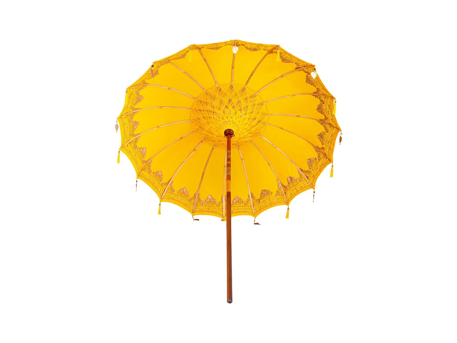 Parasol de jardin-Parasol balinais Jaune (210-220) x 260 cm Coton et bois massif