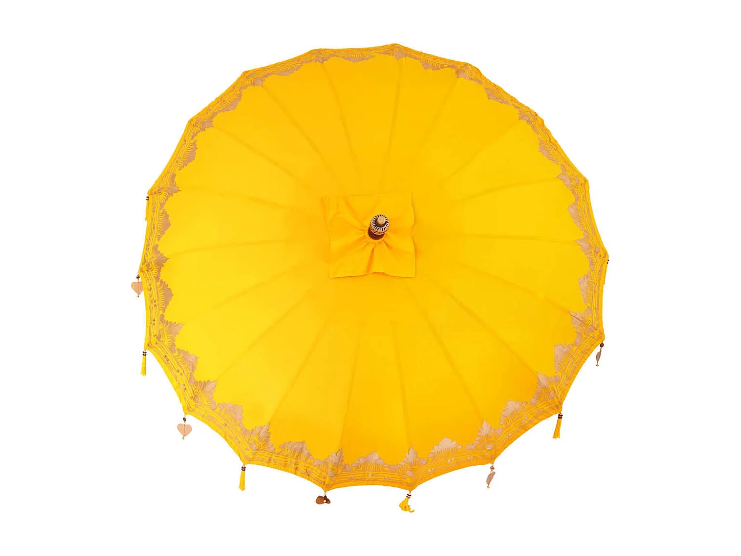 Parasol de jardin-Parasol balinais Jaune (210-220) x 260 cm Coton et bois massif