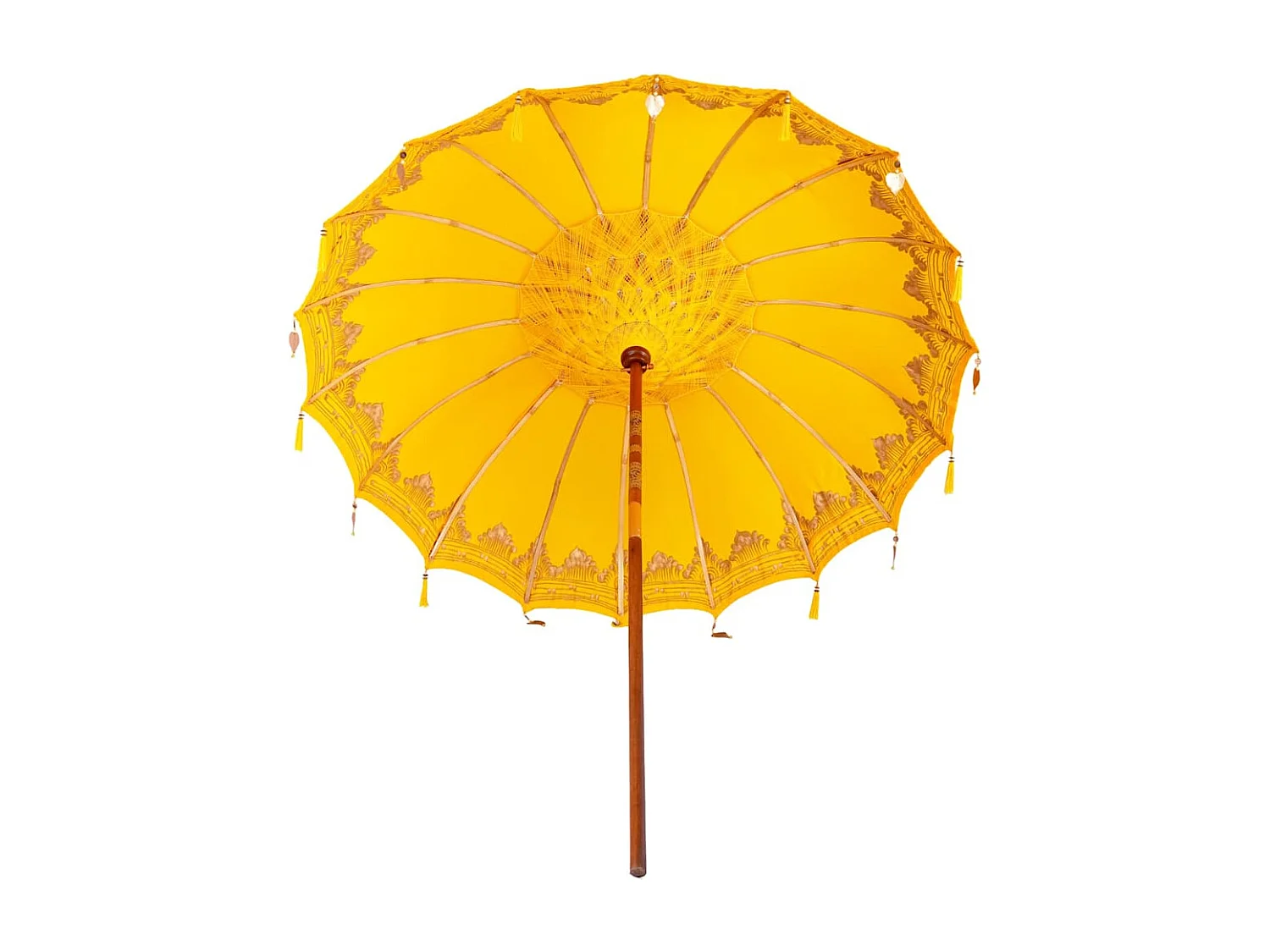 Parasol de jardin-Parasol balinais Jaune (210-220) x 260 cm Coton et bois massif