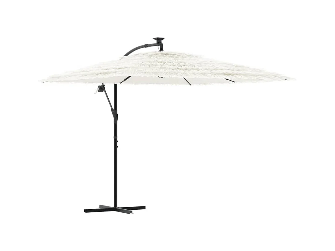 Parasol de jardin-Parasol d'extérieur avec mât en acier blanc 269x269x235 cm