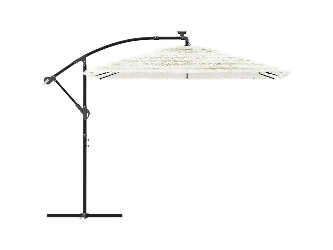 Parasol de jardin-Parasol d'extérieur avec mât en acier blanc 269x269x235 cm