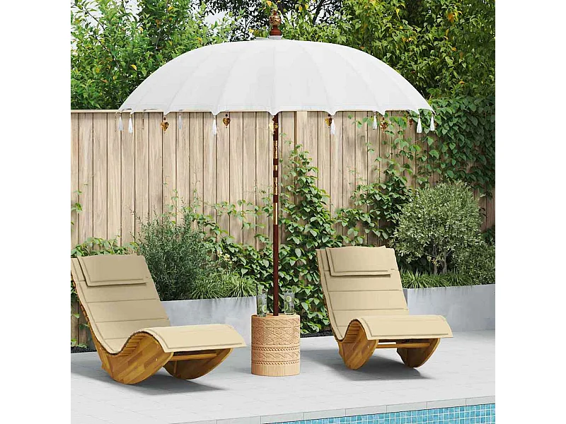 Parasol de jardin-Parasol balinais Crème (210-220) x 260 cm Coton et bois massif
