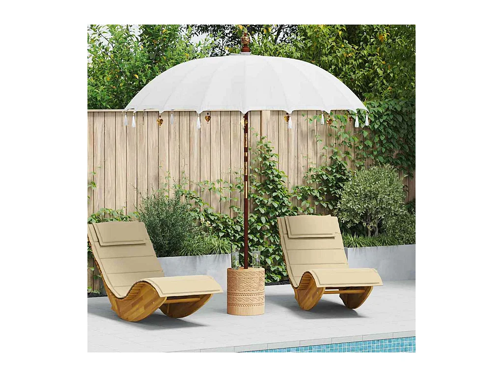 Parasol de jardin-Parasol balinais Crème (210-220) x 260 cm Coton et bois massif