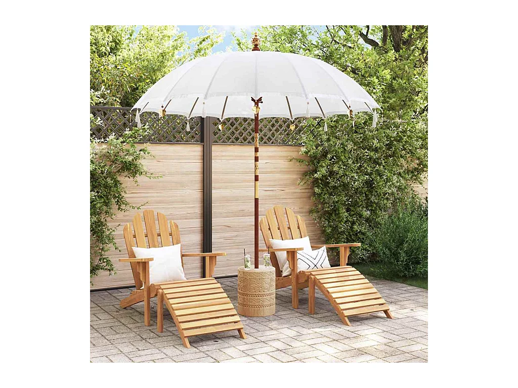 Parasol de jardin-Parasol balinais Crème (210-220) x 260 cm Coton et bois massif