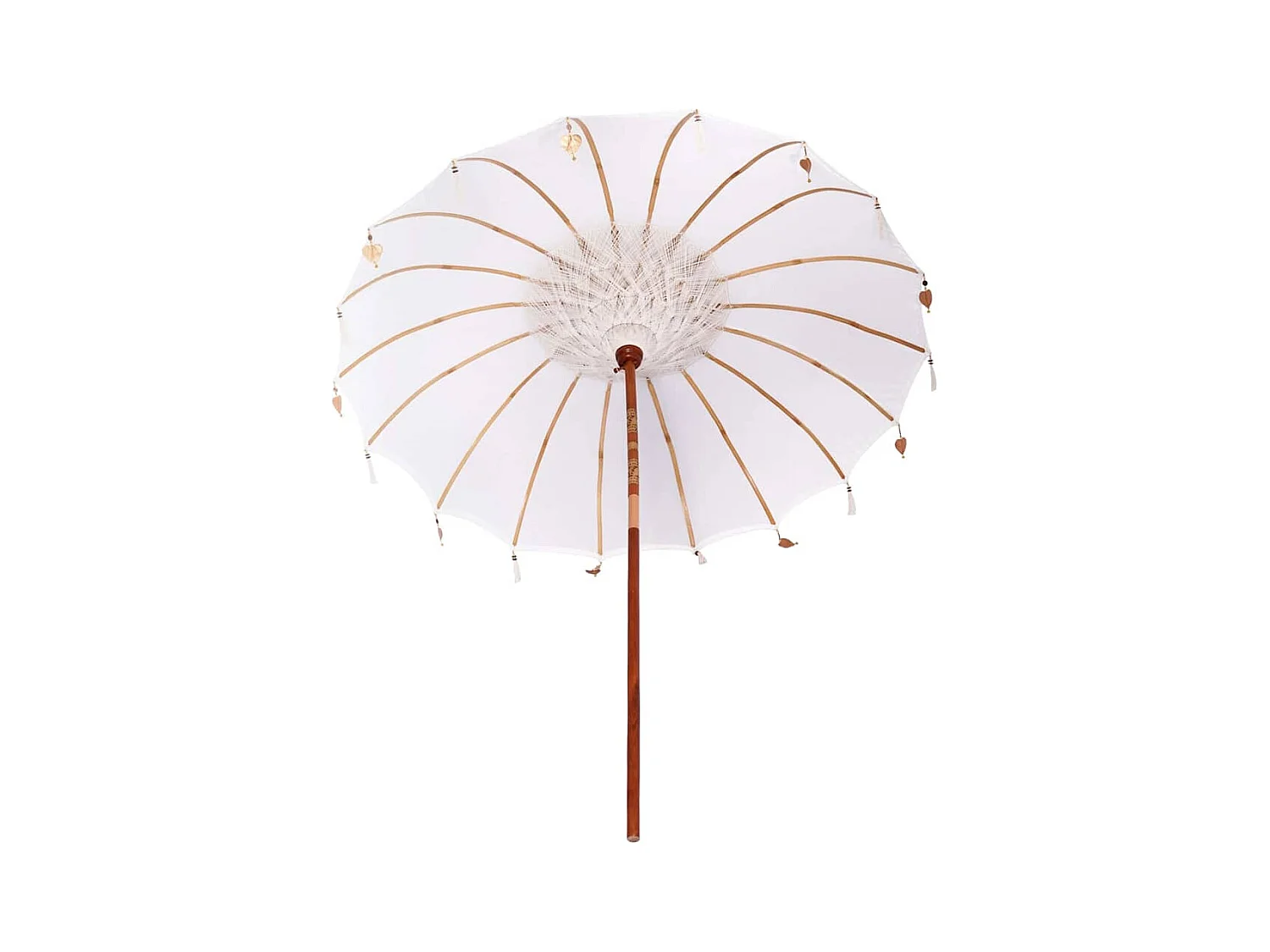Parasol de jardin-Parasol balinais Crème (210-220) x 260 cm Coton et bois massif