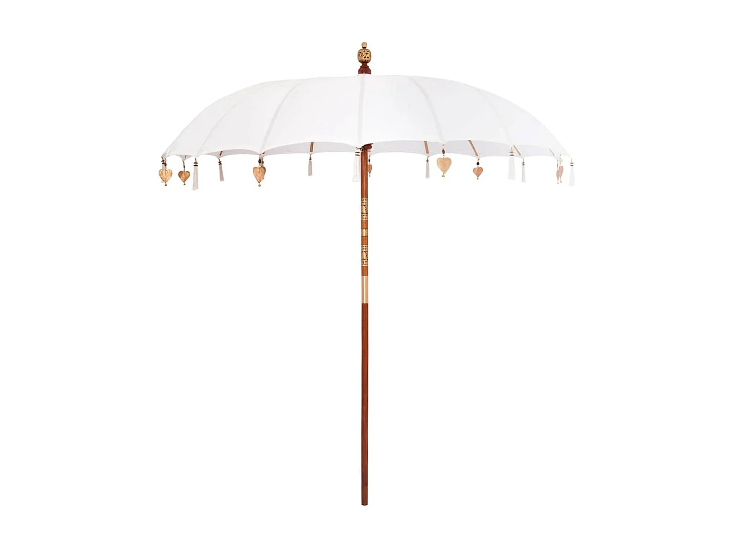 Parasol de jardin-Parasol balinais Crème (210-220) x 260 cm Coton et bois massif