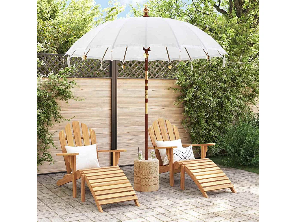 Parasol de jardin-Parasol balinais Crème (210-220) x 260 cm Coton et bois massif