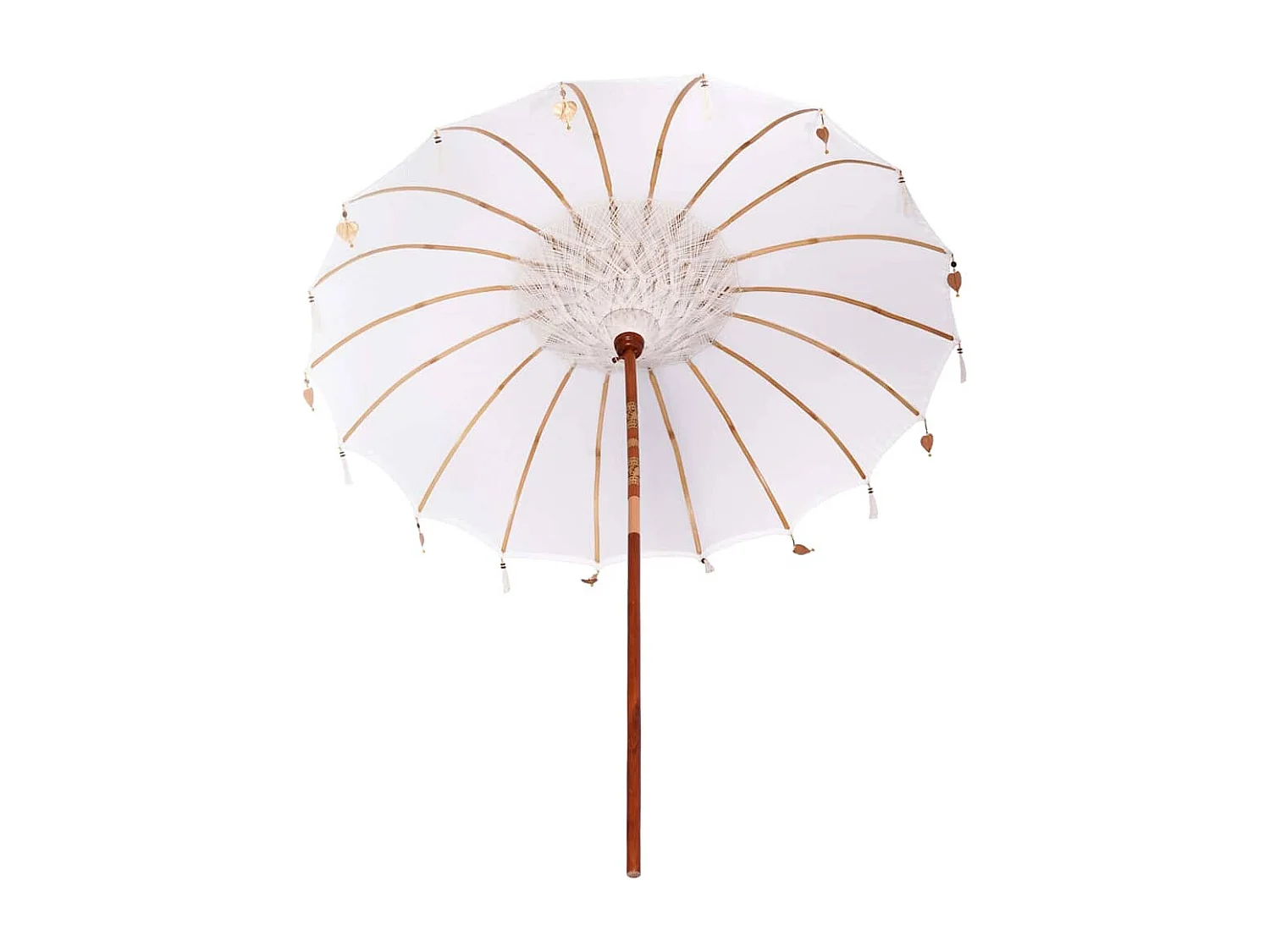 Parasol de jardin-Parasol balinais Crème (210-220) x 260 cm Coton et bois massif