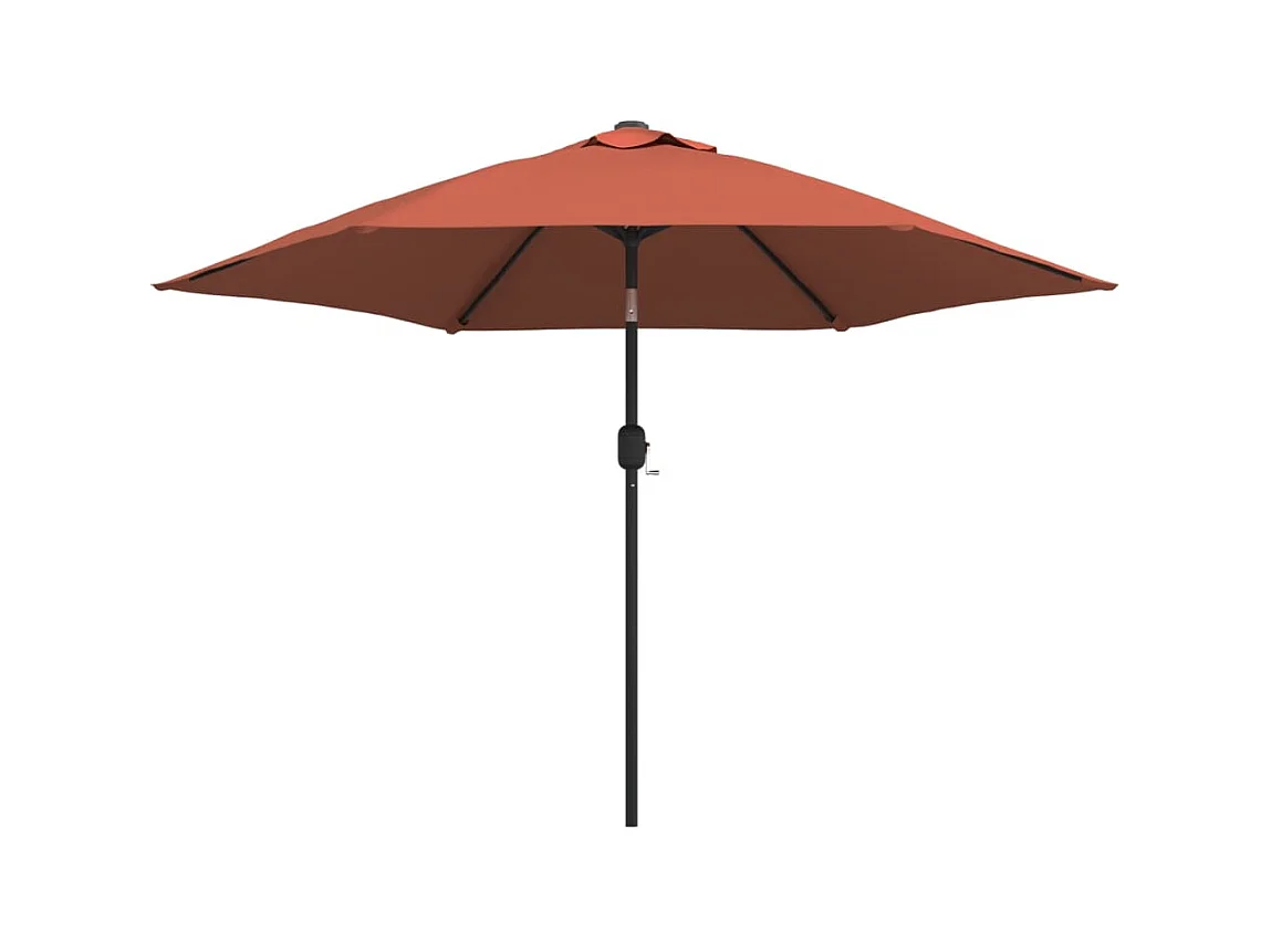 Parasol de jardin-Parasol d'extérieur avec lumières LED et mât en acier terre cuite