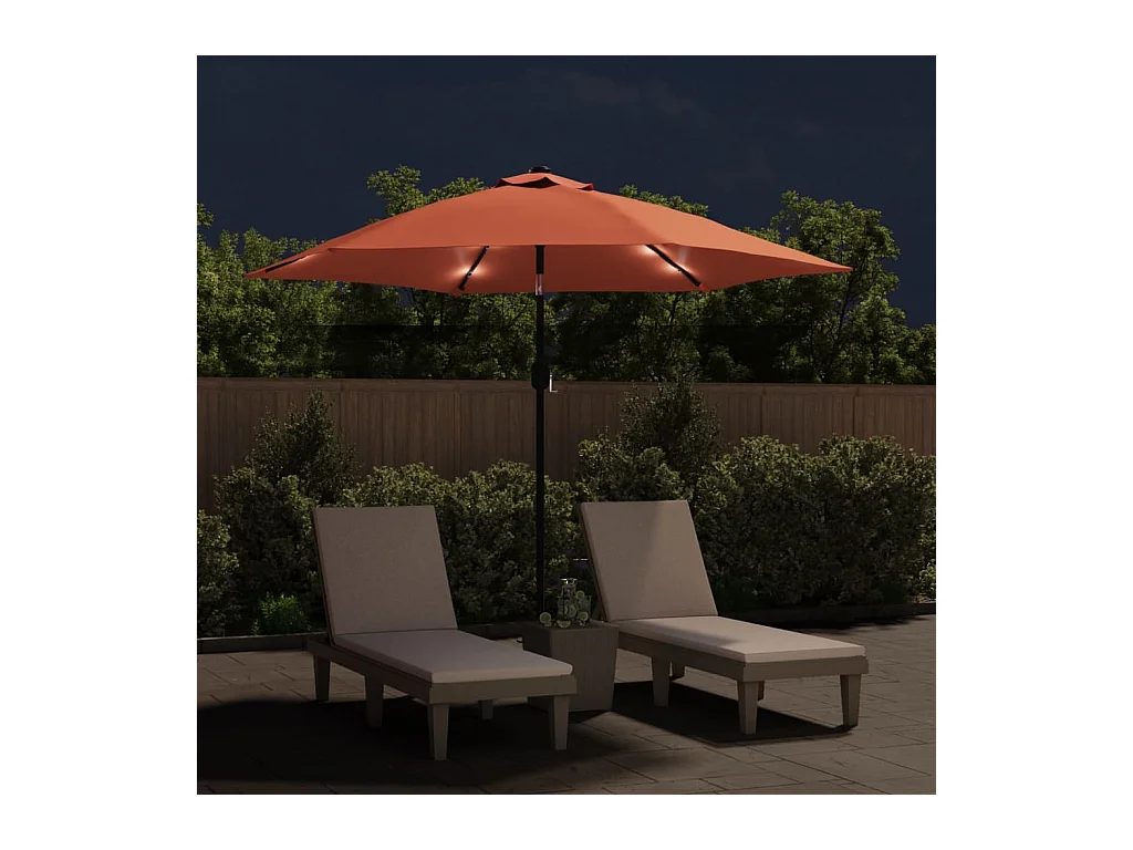 Parasol de jardin-Parasol d'extérieur avec lumières LED et mât en acier terre cuite