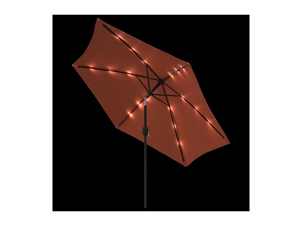 Parasol de jardin-Parasol d'extérieur avec lumières LED et mât en acier terre cuite