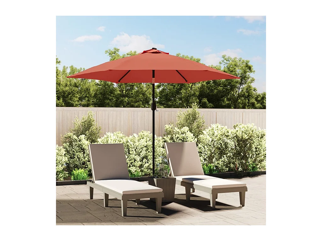 Parasol de jardin-Parasol d'extérieur avec lumières LED et mât en acier terre cuite