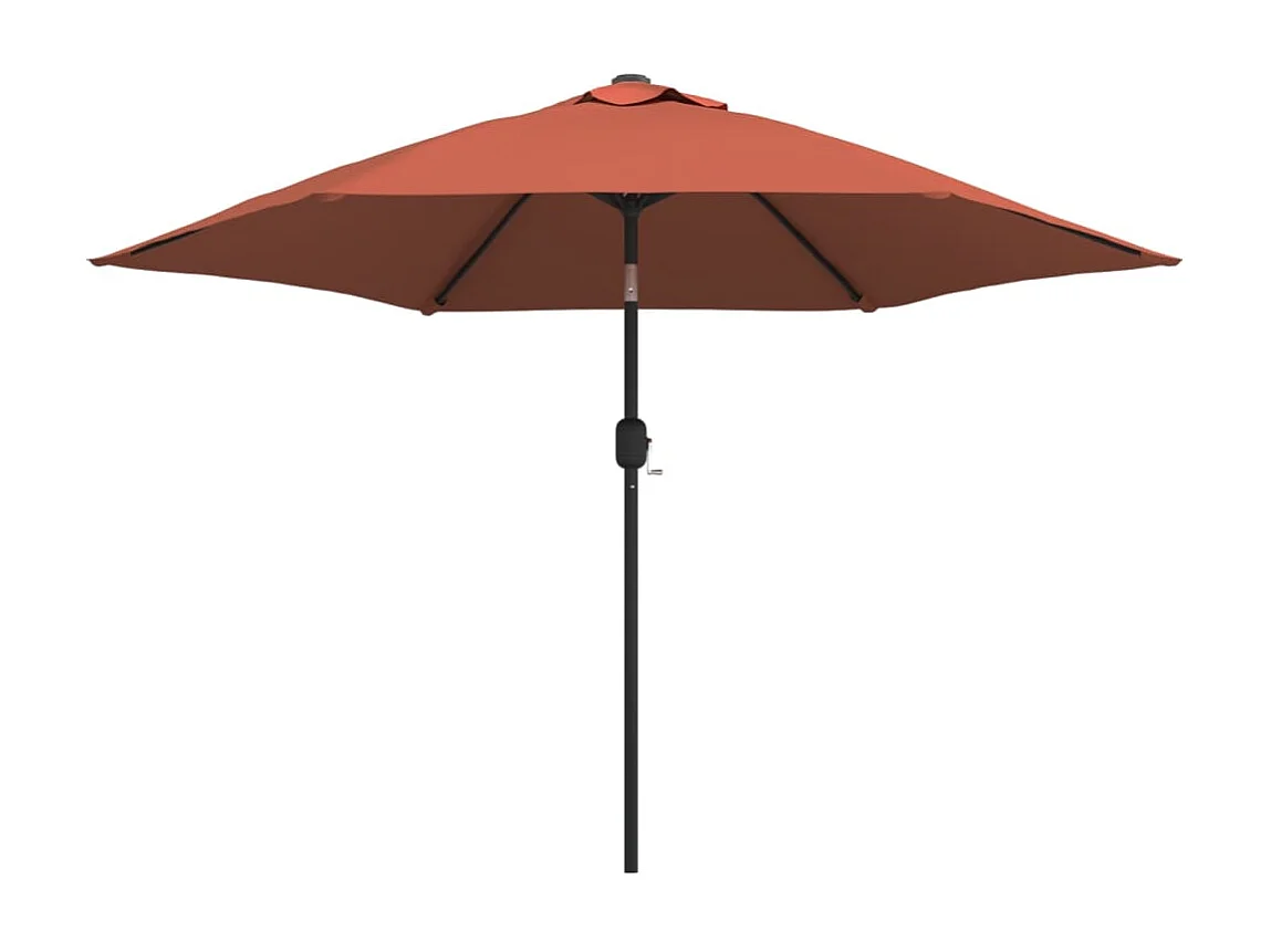 Parasol de jardin-Parasol d'extérieur avec lumières LED et mât en acier terre cuite