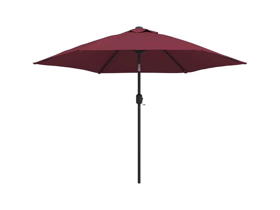 Parasol de jardin-Parasol d'extérieur avec lumières LED mât en acier rouge bordeaux