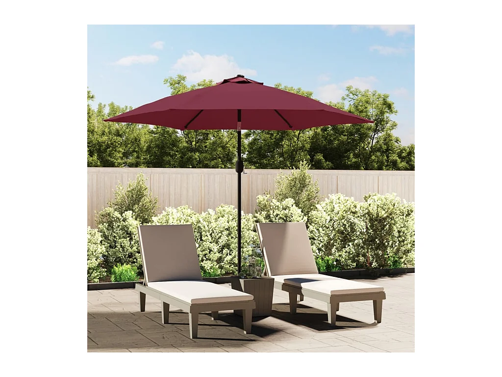 Parasol de jardin-Parasol d'extérieur avec lumières LED mât en acier rouge bordeaux