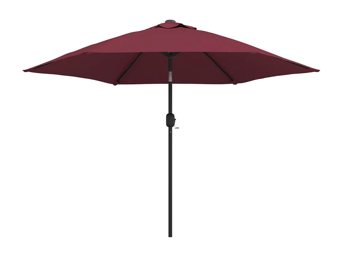 Parasol de jardin-Parasol d'extérieur avec lumières LED mât en acier rouge bordeaux