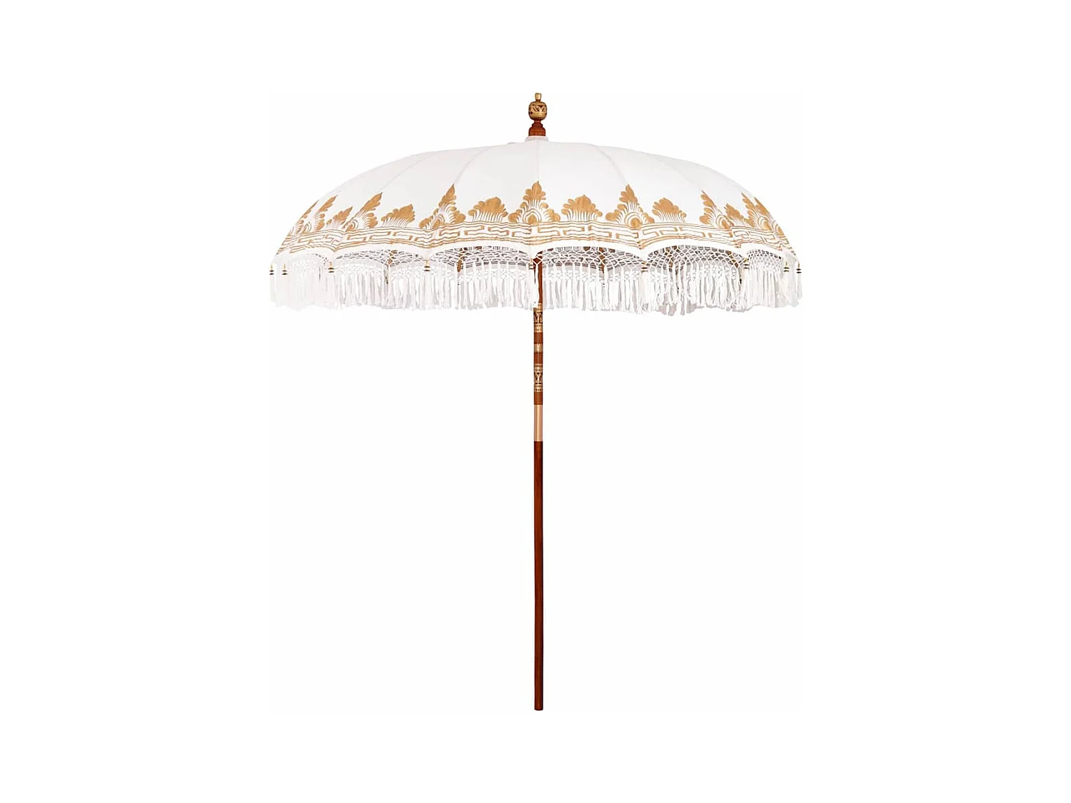Parasol de jardin-Parasol balinais Crème (210-220) x 260 cm Coton et bois massif