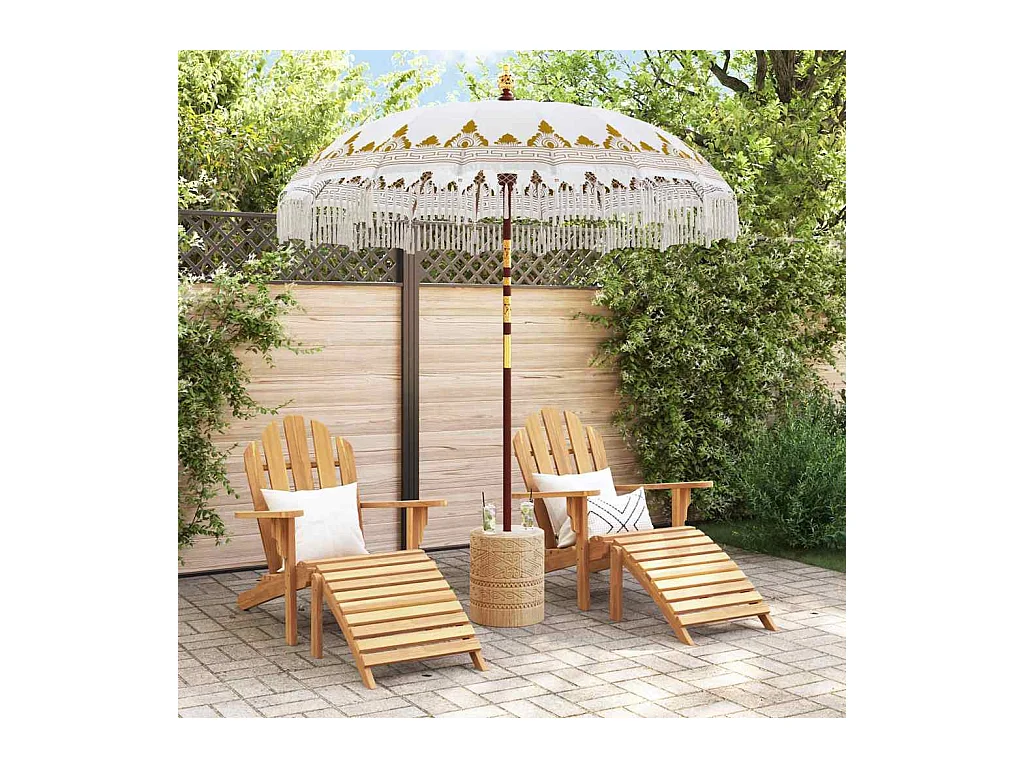 Parasol de jardin-Parasol balinais Crème (210-220) x 260 cm Coton et bois massif