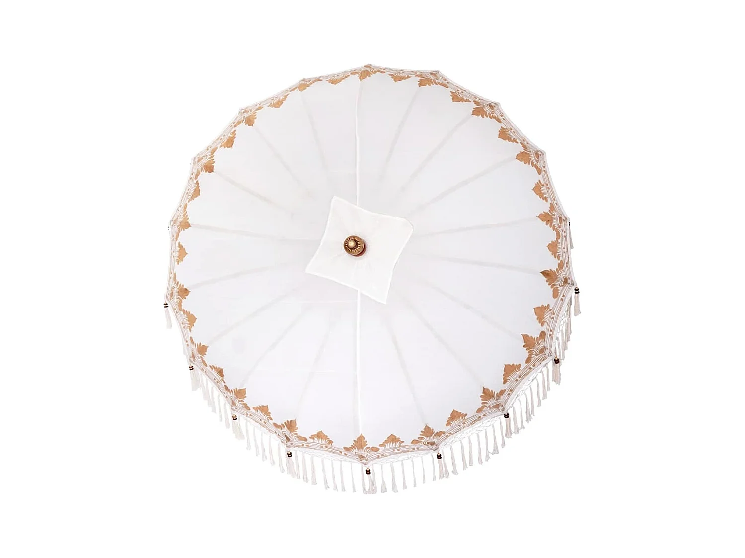 Parasol de jardin-Parasol balinais Crème (210-220) x 260 cm Coton et bois massif