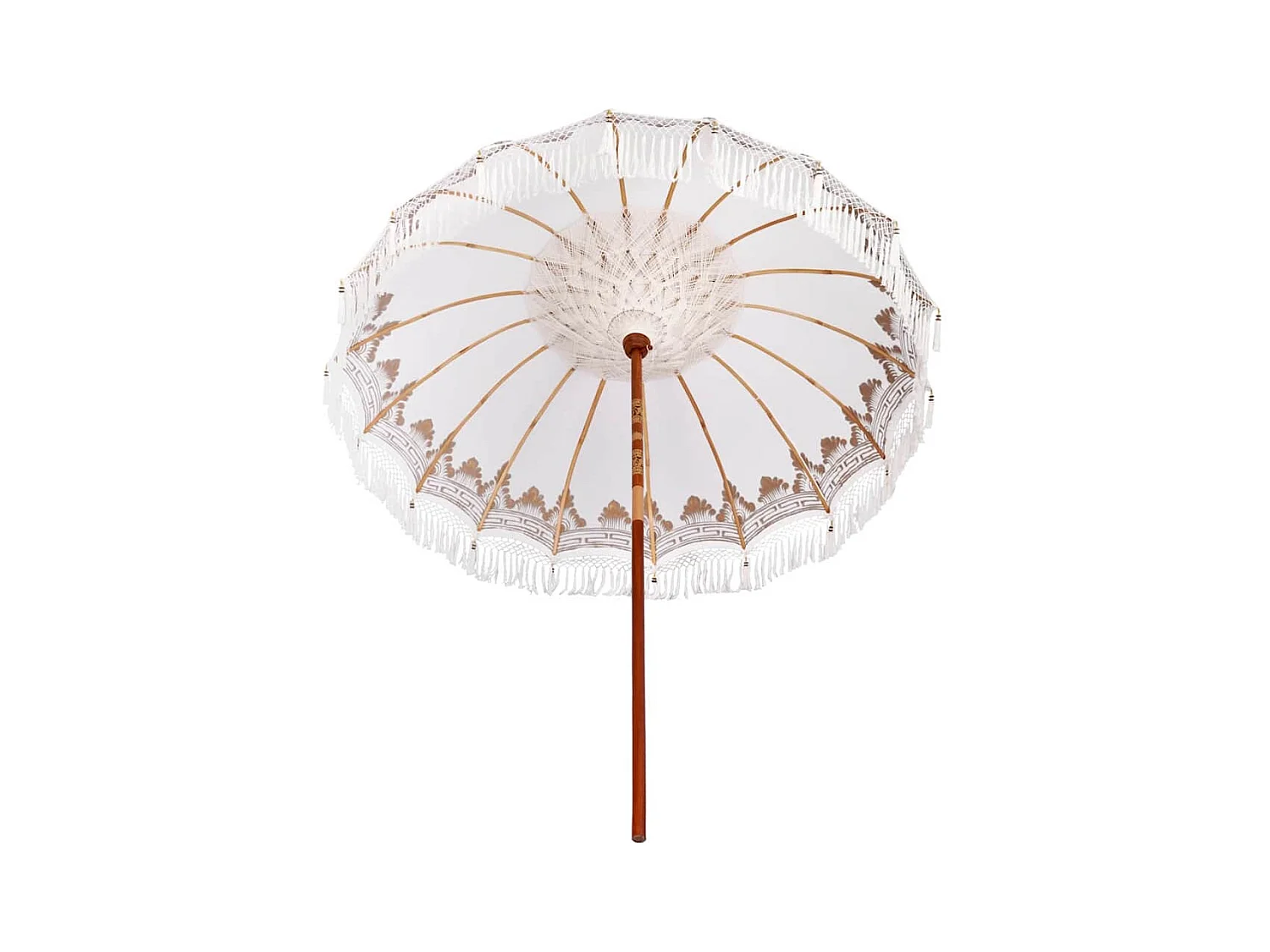 Parasol de jardin-Parasol balinais Crème (210-220) x 260 cm Coton et bois massif