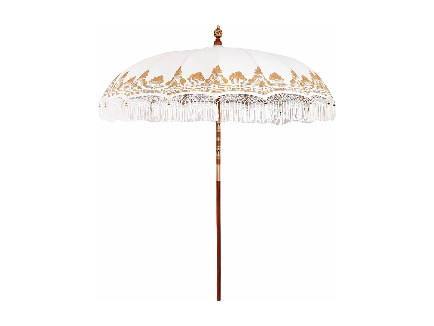 Parasol de jardin-Parasol balinais Crème (210-220) x 260 cm Coton et bois massif