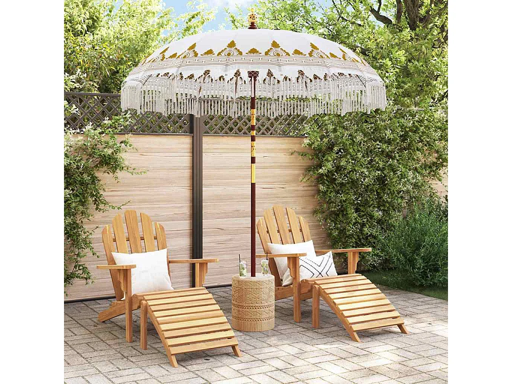 Parasol de jardin-Parasol balinais Crème (210-220) x 260 cm Coton et bois massif