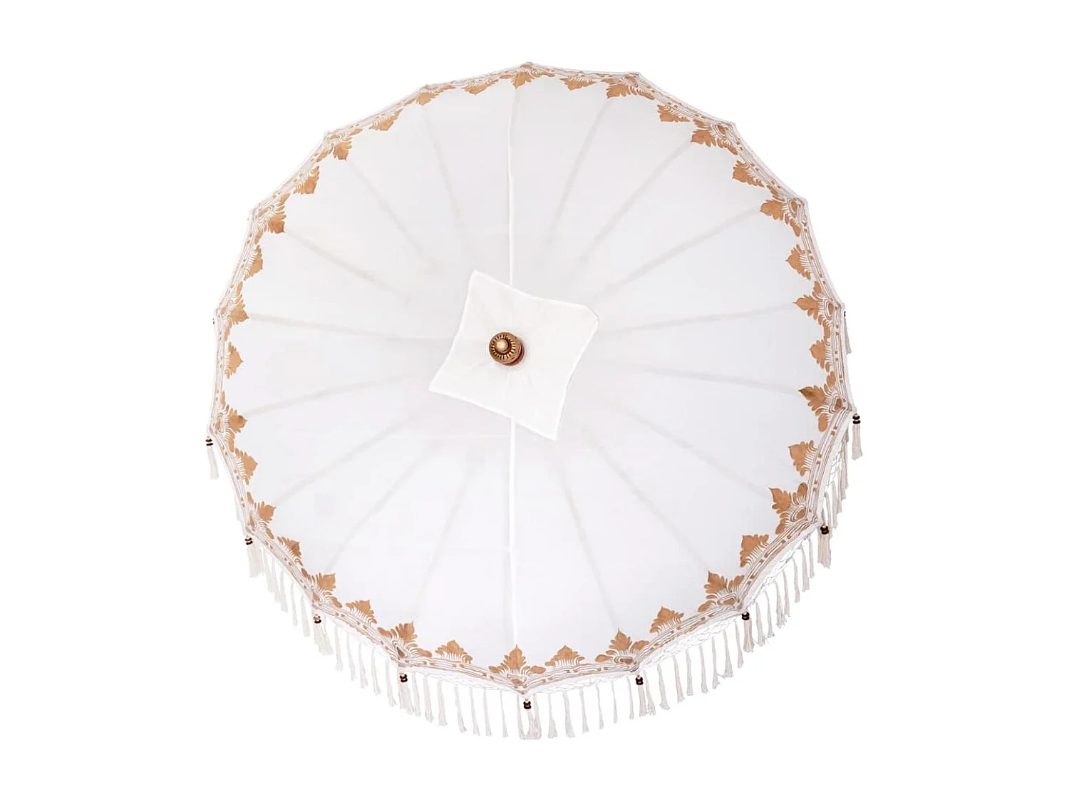 Parasol de jardin-Parasol balinais Crème (210-220) x 260 cm Coton et bois massif