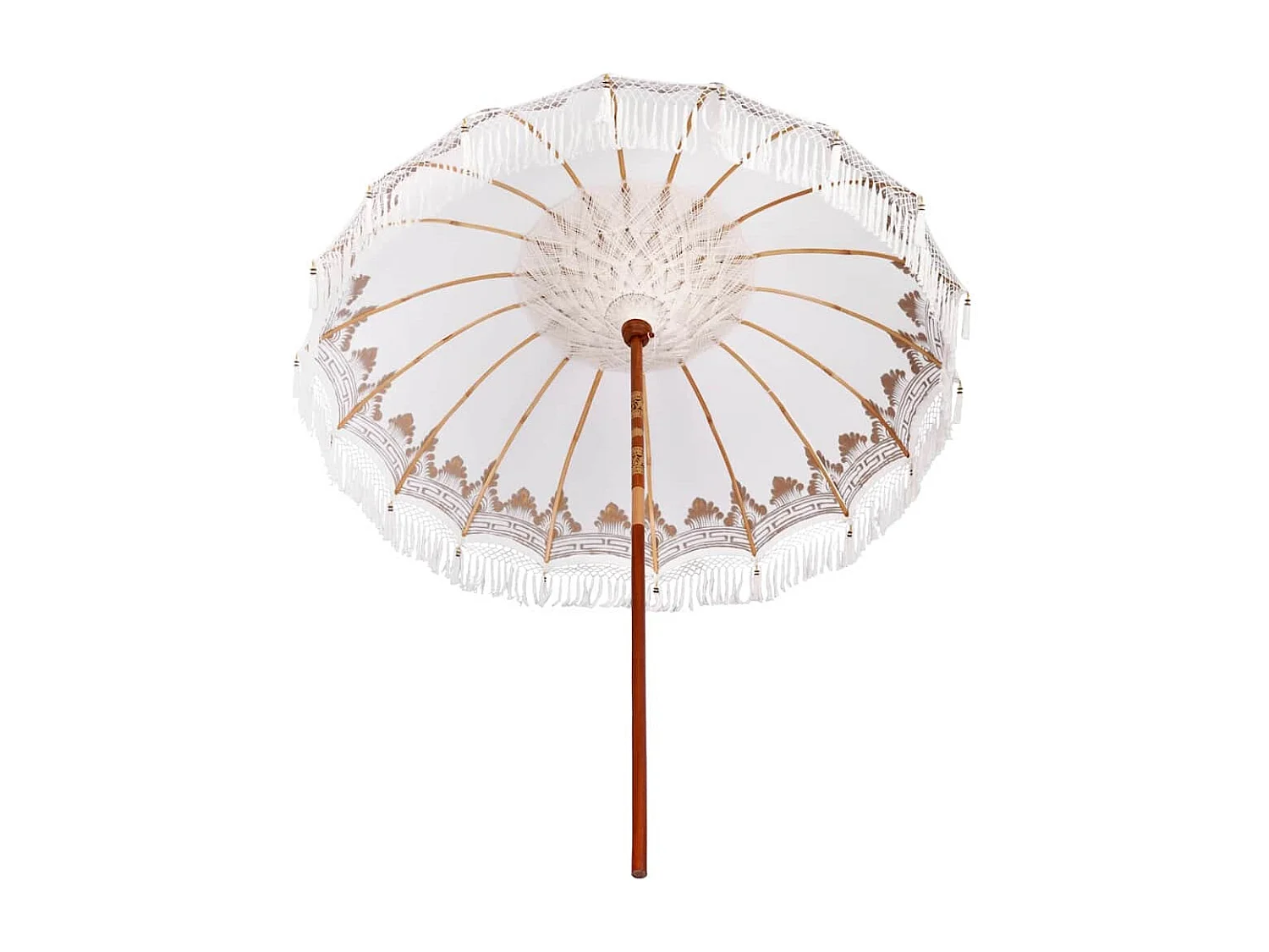 Parasol de jardin-Parasol balinais Crème (210-220) x 260 cm Coton et bois massif