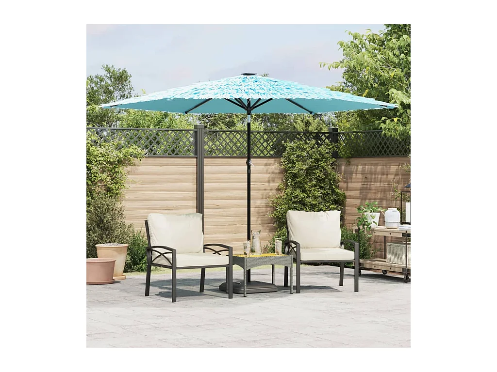 Parasol de jardin-Parasol d'extérieur avec mât en acier bleu 288x288x225 cm