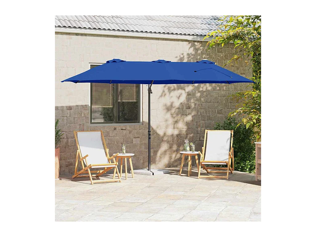 Parasol de jardin-Parasol cantilever de jardin bleu azur 372 x 198 x 243 cm