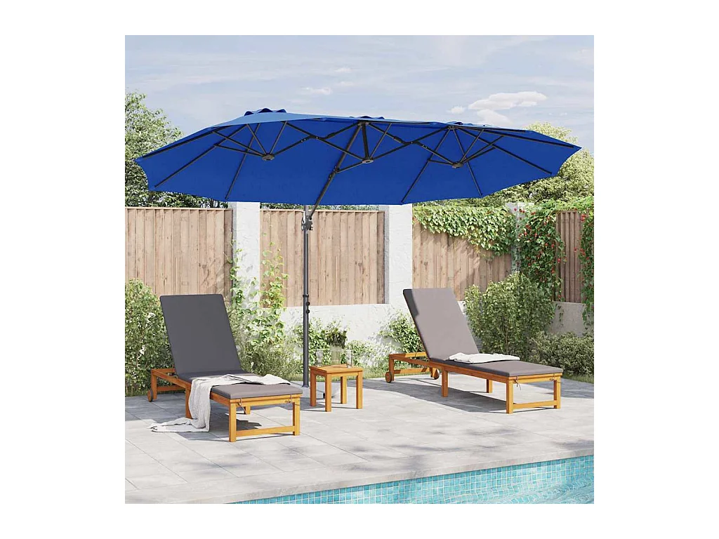 Parasol de jardin-Parasol cantilever de jardin bleu azur 372 x 198 x 243 cm