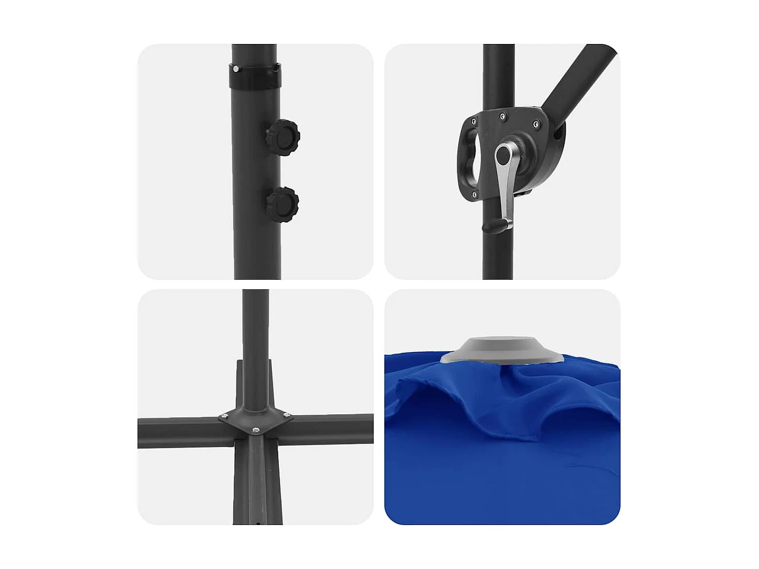 Parasol de jardin-Parasol cantilever de jardin bleu azur 372 x 198 x 243 cm