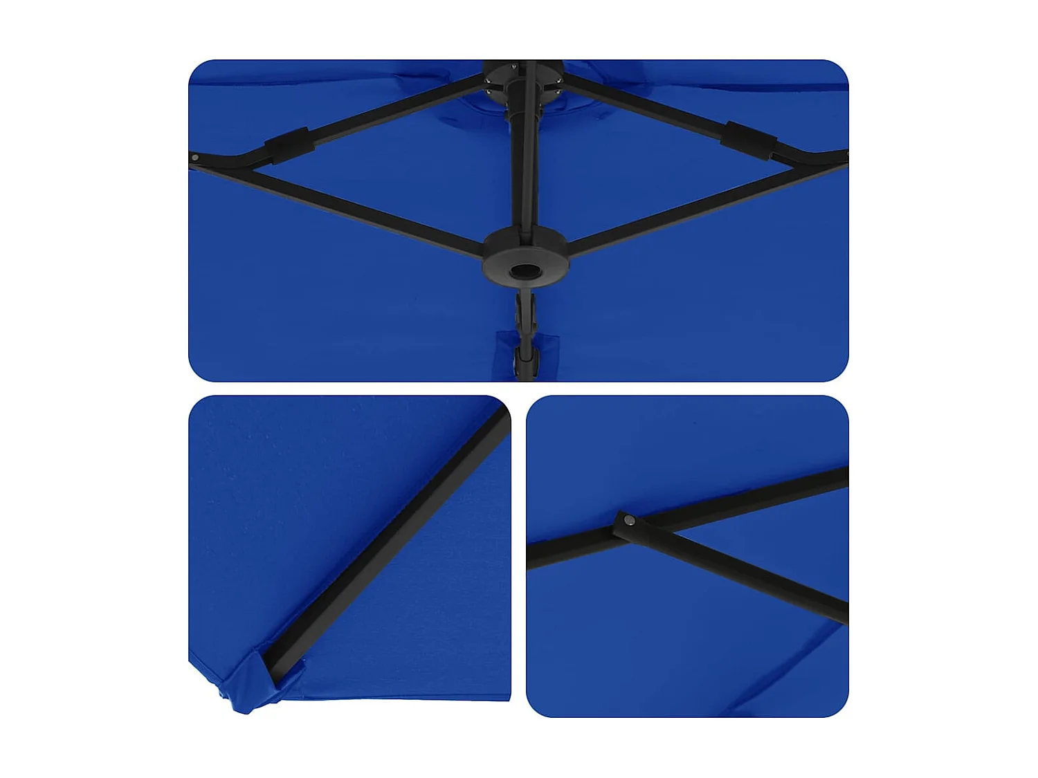 Parasol de jardin-Parasol cantilever de jardin bleu azur 372 x 198 x 243 cm