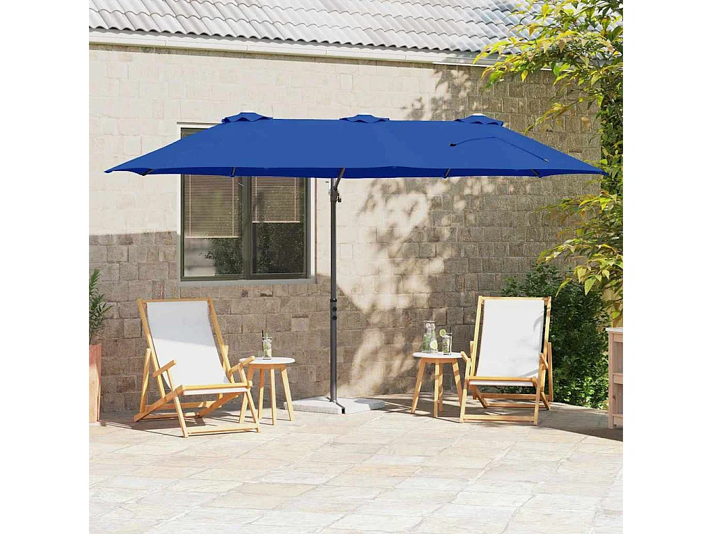 Parasol de jardin-Parasol cantilever de jardin bleu azur 372 x 198 x 243 cm