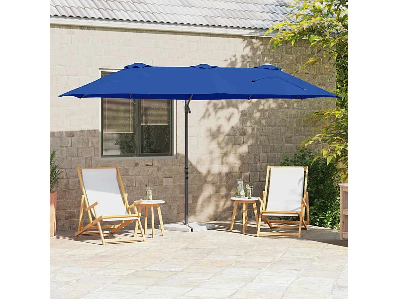 Parasol de jardin-Parasol cantilever de jardin bleu azur 372 x 198 x 243 cm