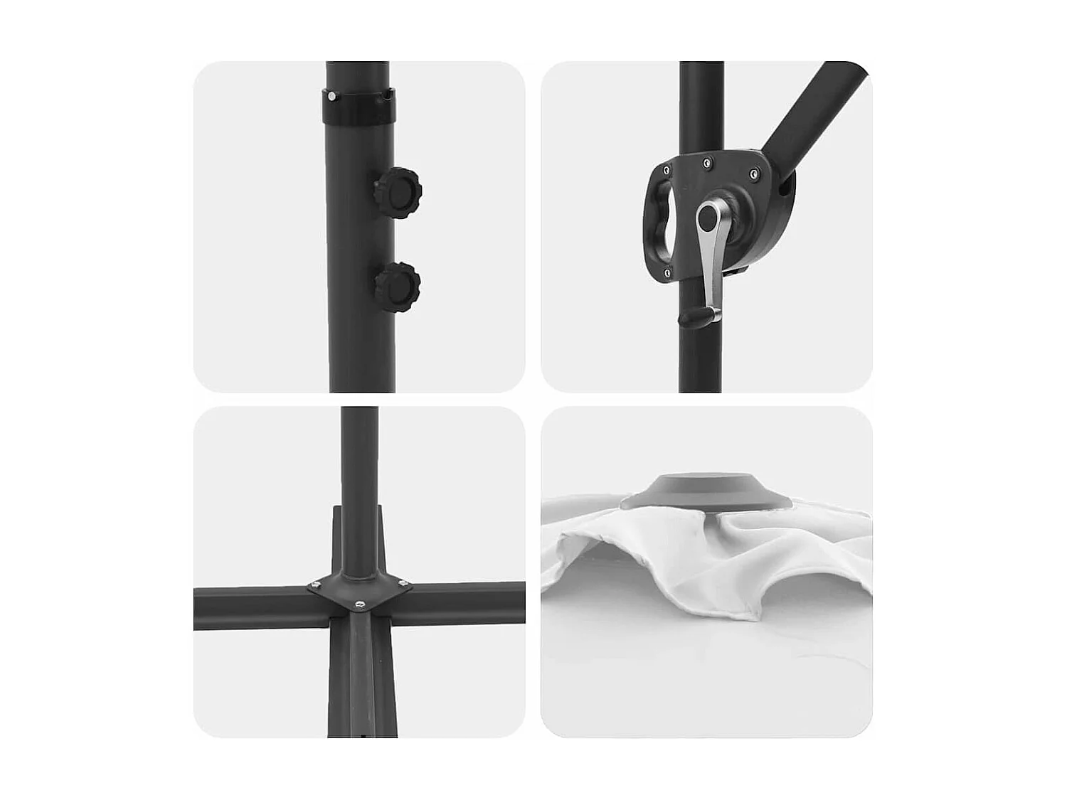 Parasol de jardin-Parasol cantilever de jardin Couleur sable 372 x 198 x 243 cm