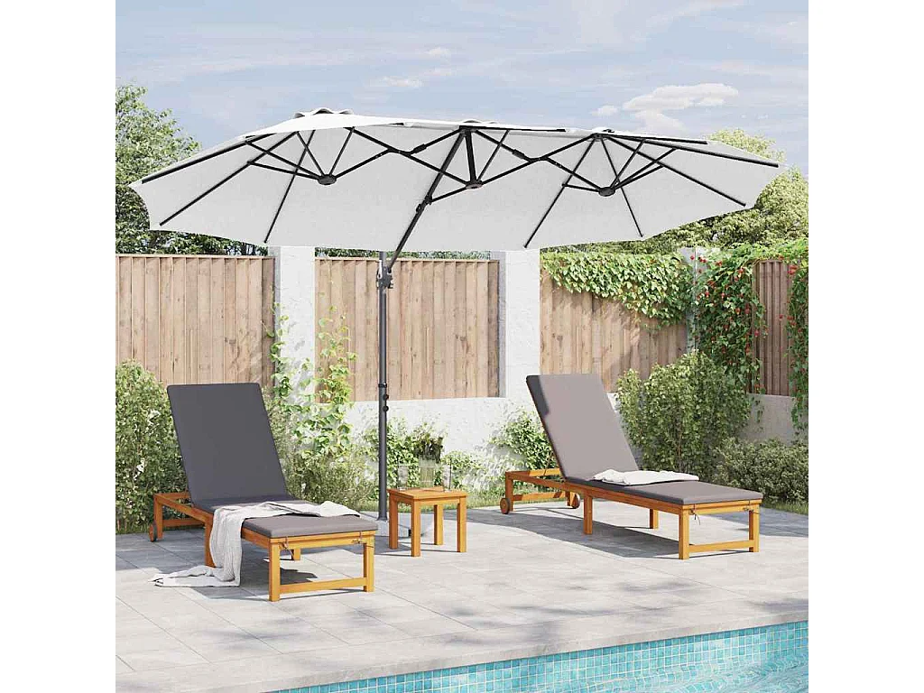 Parasol de jardin-Parasol cantilever de jardin Couleur sable 372 x 198 x 243 cm