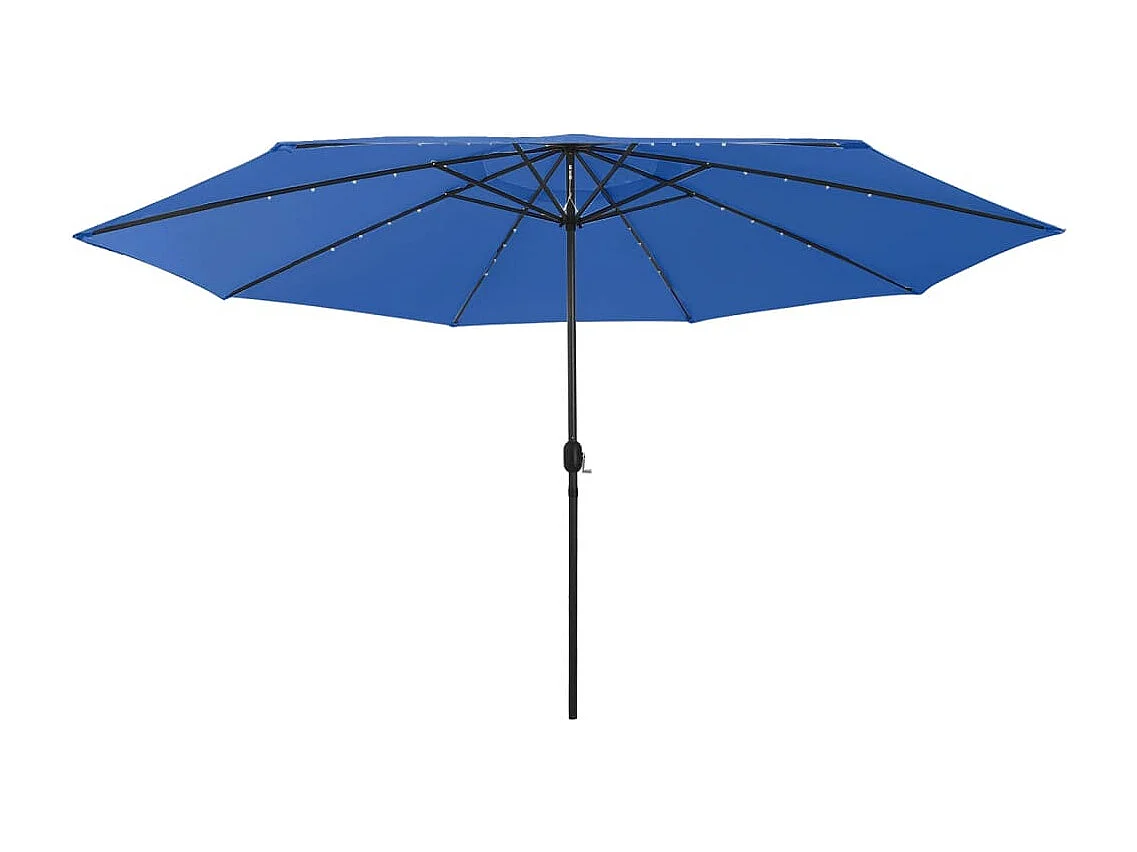 Parasol de jardin-Parasol d'extérieur avec lumières LED et mât en métal bleu azuré