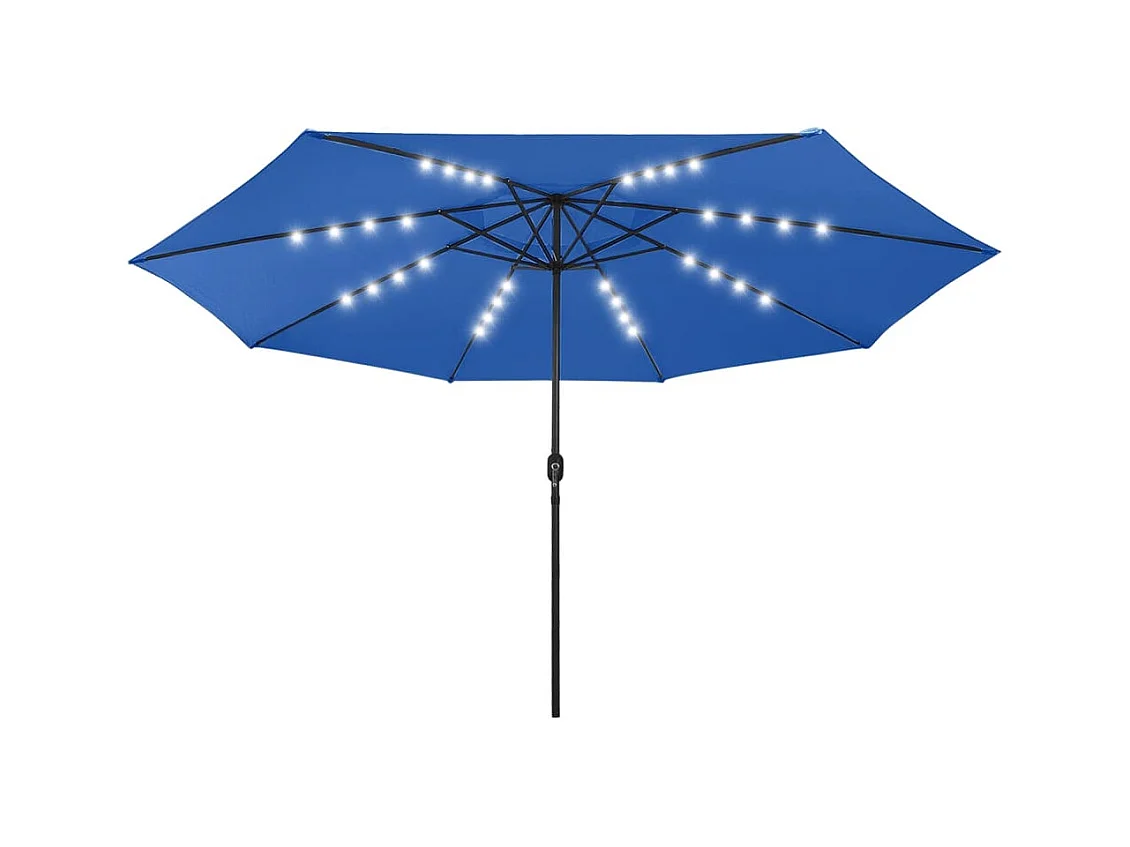 Parasol de jardin-Parasol d'extérieur avec lumières LED et mât en métal bleu azuré