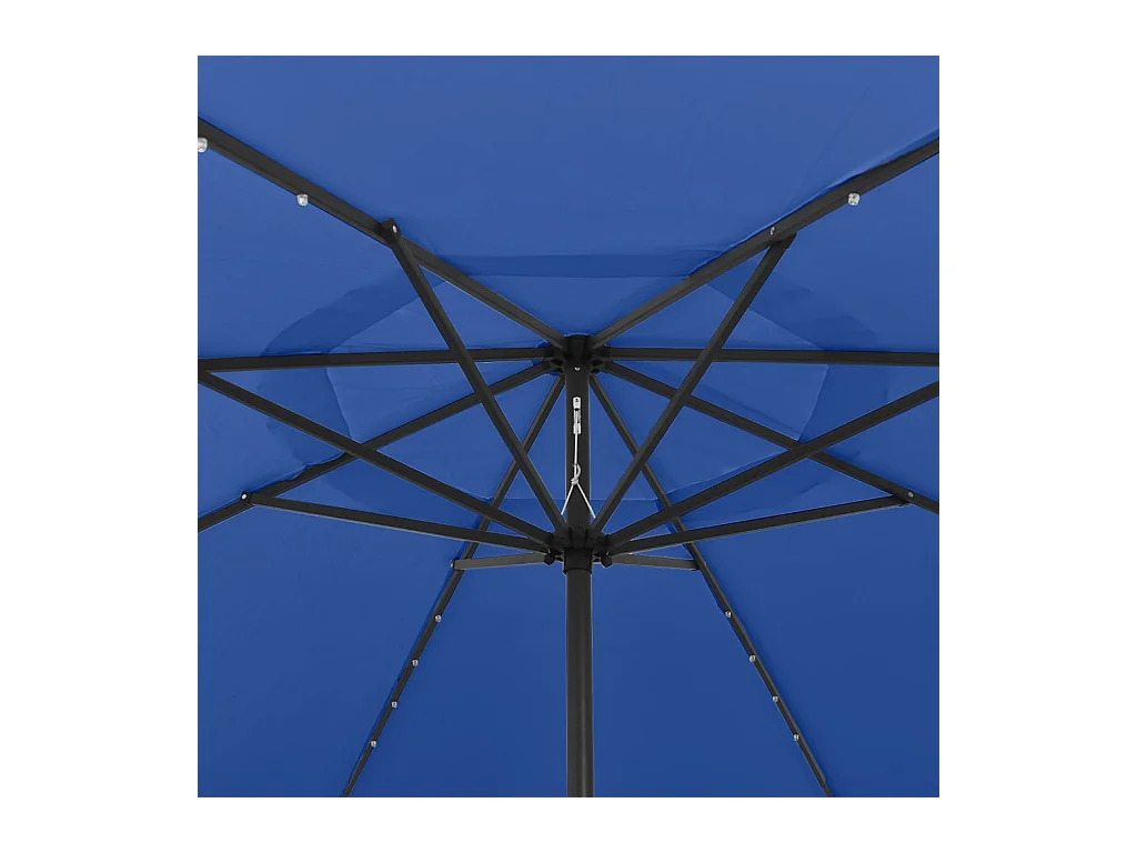 Parasol de jardin-Parasol d'extérieur avec lumières LED et mât en métal bleu azuré
