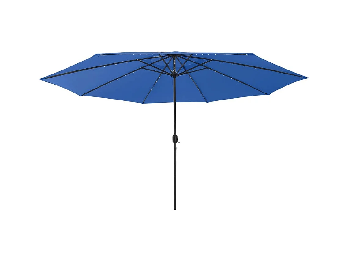 Parasol de jardin-Parasol d'extérieur avec lumières LED et mât en métal bleu azuré