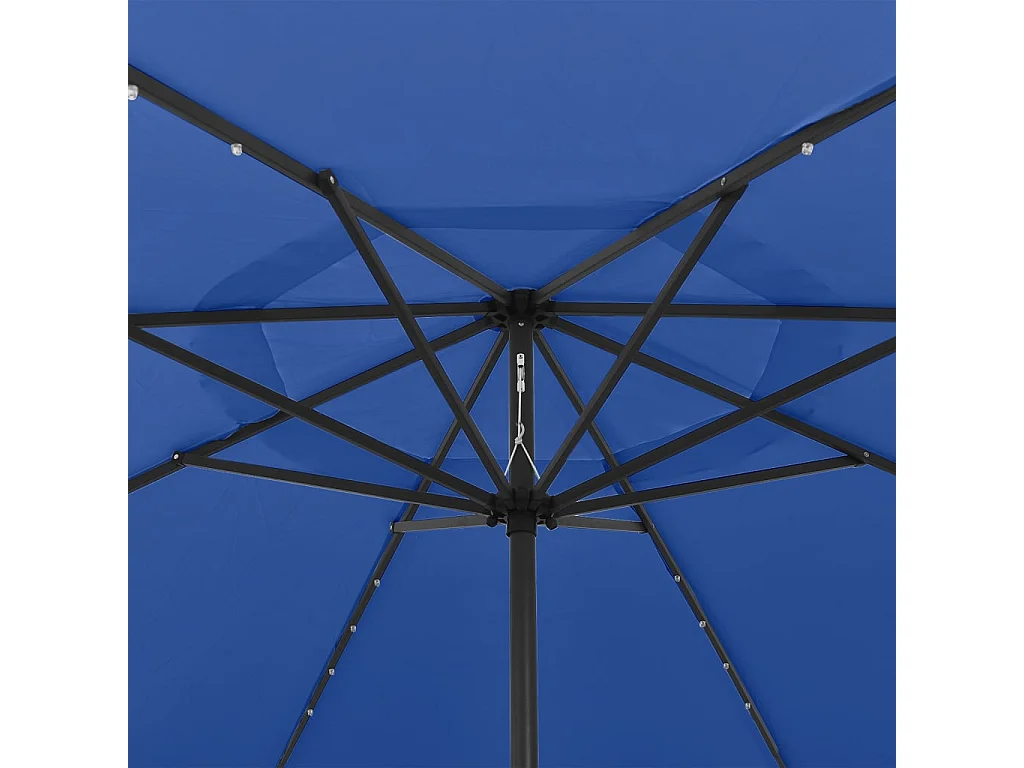 Parasol de jardin-Parasol d'extérieur avec lumières LED et mât en métal bleu azuré