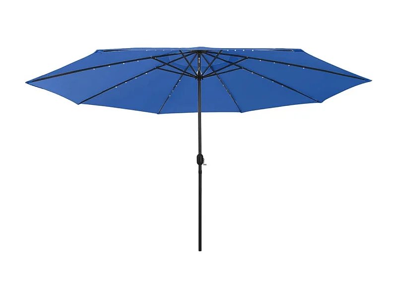 Parasol de jardin-Parasol d'extérieur avec lumières LED et mât en métal bleu azuré