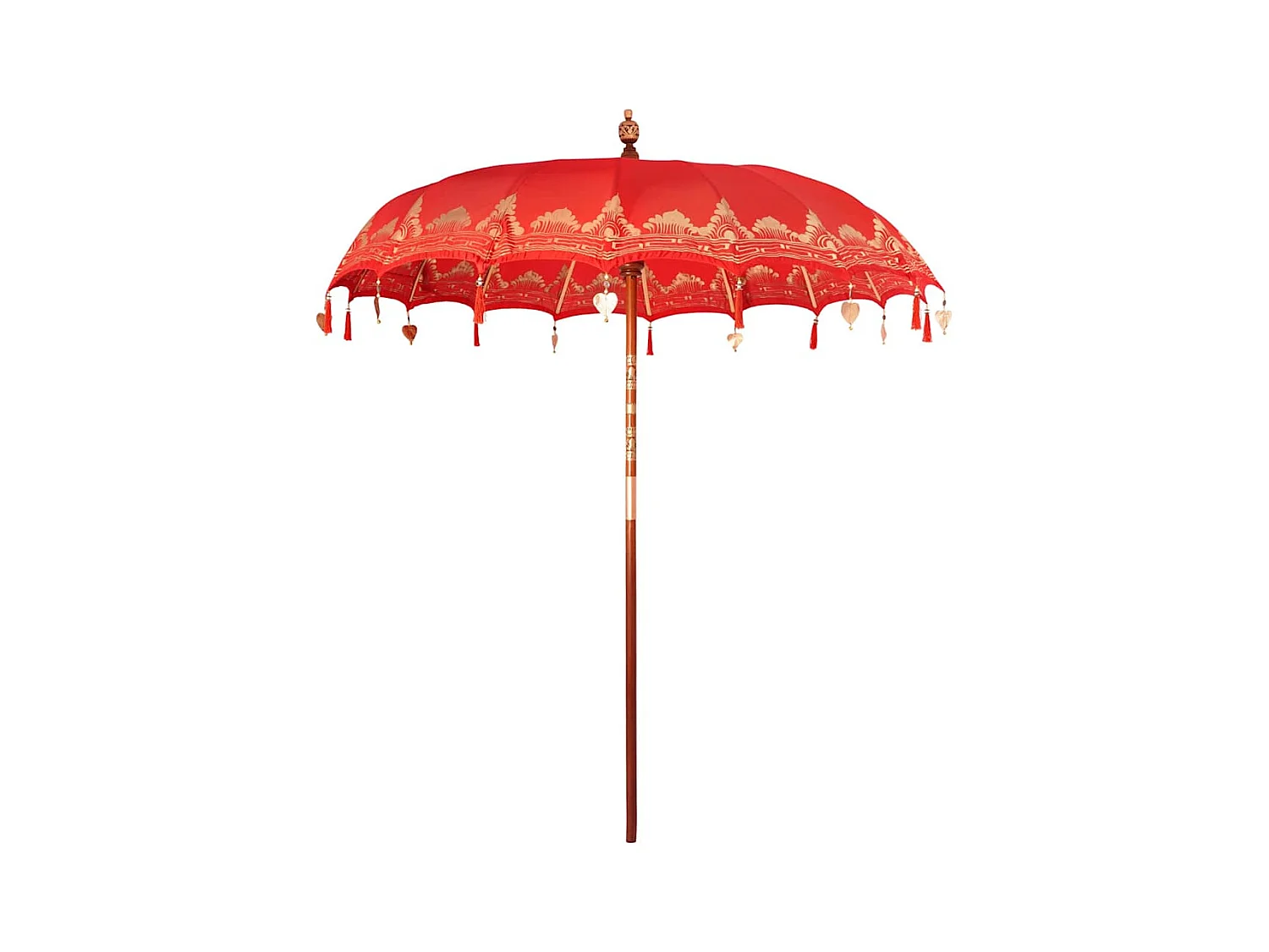 Parasol de jardin-Parasol balinais Rouge (210-220) x 260 cm Coton et bois massif