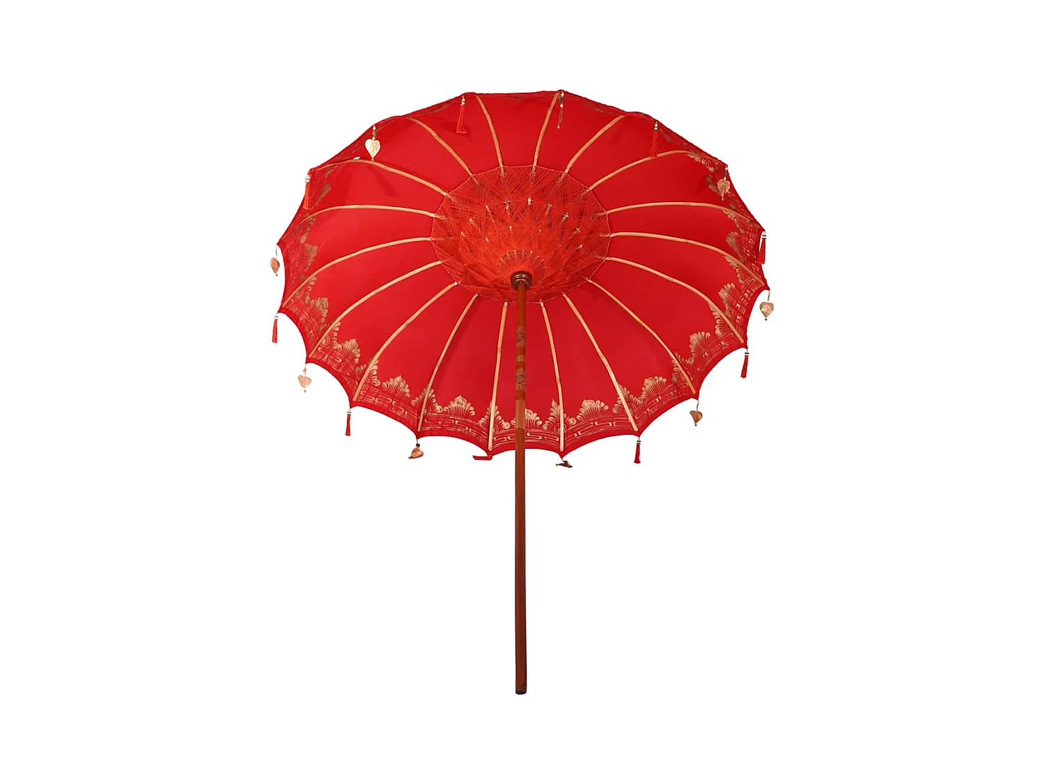 Parasol de jardin-Parasol balinais Rouge (210-220) x 260 cm Coton et bois massif